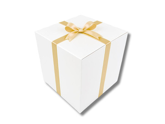 BIELONE PUDEŁKO KARTONOWE - z jasnozłotą tasiemką - 50x50x50cm
