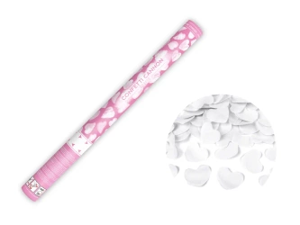 Tuba Konfetti - Białe Serca - 60 cm