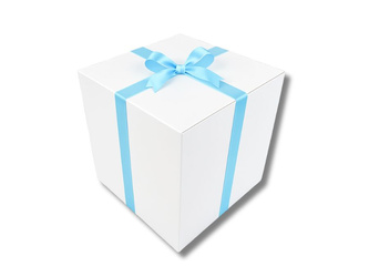 BIELONE PUDEŁKO KARTONOWE - z błękitną tasiemką - 50x50x50cm