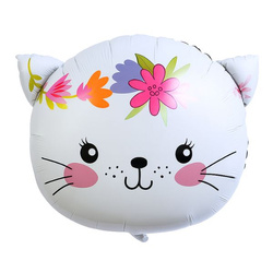 Balon Foliowy Głowa Kotka - Biała  - 58 x 56 cm