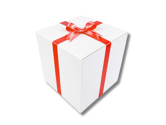 BIELONE PUDEŁKO KARTONOWE - z czerwoną tasiemką - 50x50x50cm