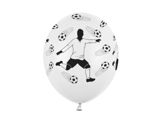 Balony lateksowe 30cm - Piłkarz i piłki - Pastel White - 6 sztuk