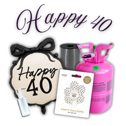 Zestaw HAPPY 40 - 7 balonów + Wstążka + Uszczelniacz + Butla z helem