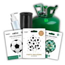 Zestaw PIŁKARSKI - 14 balonów + Uszczelniacz + Wstążka + Butla z helem