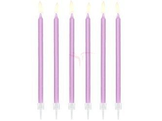 Świeczki urodzinowe - Gładkie - Liliowe - 14cm - 12 sztuk