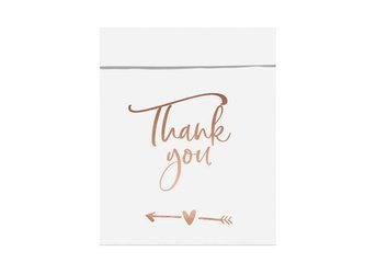 Torebki na słodycze - Thank You - Różowe złoto - 13 x 14 cm - 6 sztuk