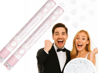 Zestaw 2x Tuba Konfetti - Płatki róż - biały - 60cm