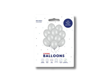 Balony Strong 30cm - Metallic Silver Snow - 10 szt.