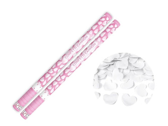 Zestaw 2x Tuba Konfetti - Serca - białe - 80cm