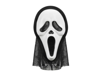 Maska Hallowen z kapturem - 18x31cm - czarno-biała