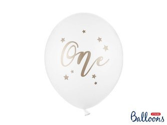 Balony 30 cm - One - Roczek - Pastel Pure White - 50 szt.