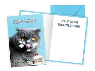 Kartka okolicznościowa - Tort - Kot