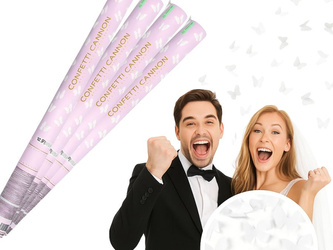 Zestaw 4x Tuba Konfetti - Motylki - białe - 60cm