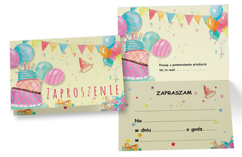 Zaproszenia - Tort i balony
