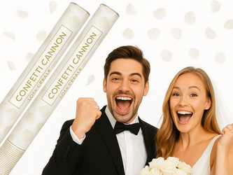 Zestaw 2x Tuba Konfetti - Płatki róż - kremowe - 60cm