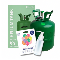Butla z helem do 50 balonów - DOSTIA - 13.3L - 0.40 m3 + Uszczelniacz 50ml + Balony 23cm