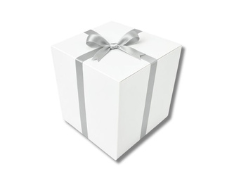 BIELONE PUDEŁKO KARTONOWE - ze srebrną tasiemką - 50x50x50cm