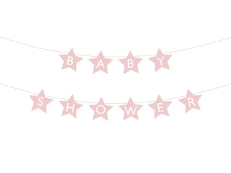 Baner papierowy - Baby shower - Jasnoróżowy - 290 x 16.5cm