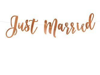 Baner - Just Married - Różowe złoto - 20 x 77 cm