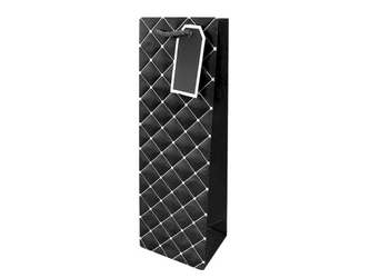 Torebka Prezentowa Ozdobna - Czarna - Pikowana - 35,8 x 12 x 8,9cm