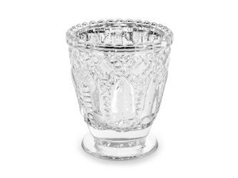 Świecznik - Srebrny - Lustrzany - 8 cm - 1 sztuka