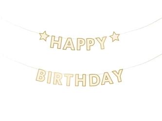 Baner papierowy - Happy Birthday - 220 x 14,5 cm - 1 szt.