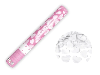 Tuba Konfetti - Białe Serca - 40cm - 1 szt