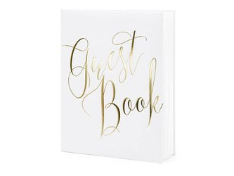 Księga Gości - Guest Book - Biała - Złota - 20 x 24.5 cm - 22 kartki