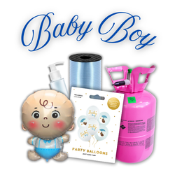 Zestaw BABY BOY - 7 balonów + Wstążka + Uszczelniacz + Butla z helem