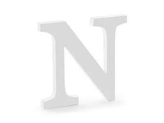 Drewniana litera N - Biały - 21,5 x 20 cm