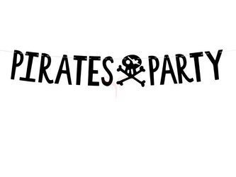 Baner na imprezę - Pirates Party - Czarny - 14 x 100 cm