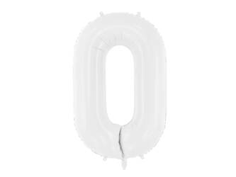 Balon foliowy - Cyfra 0 - Biały - 86cm