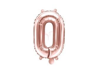 Balon foliowy - Cyfra "0" - Różowe złoto - 35 cm
