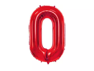 Balon foliowy Cyfra "0" Zero - 86 cm - czerwony