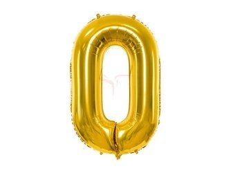 Balon foliowy - Cyfra "0" - Złoty - 86 cm