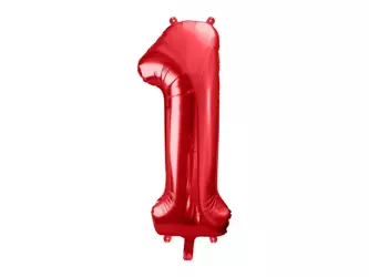 Balon foliowy Cyfra "1" Jeden - 86 cm - czerwony