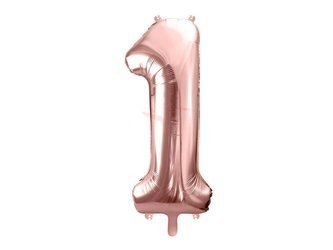 Balon foliowy - Cyfra "1" - Różowe złoto - 86 cm
