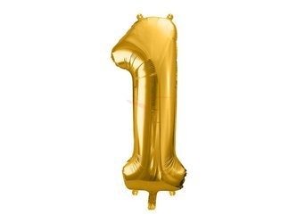 Balon foliowy - Cyfra "1" - Złoty - 86 cm