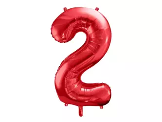 Balon foliowy Cyfra "2" Dwa - 86 cm - czerwony