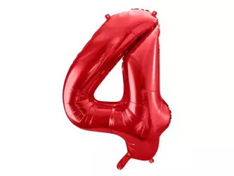 Balon foliowy Cyfra "4" Cztery - 86 cm - czerwony