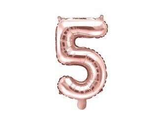 Balon foliowy - Cyfra "5" - Różowe złoto - 35 cm