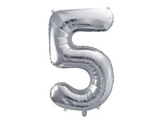 Balon foliowy - Cyfra "5" - Srebrny - 86 cm
