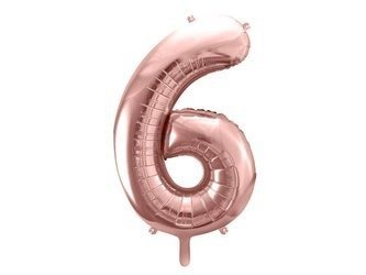 Balon foliowy - Cyfra "6" - Różowe złoto - 86 cm