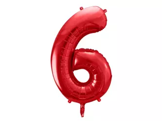 Balon foliowy Cyfra "6" Sześć - 86 cm - czerwony