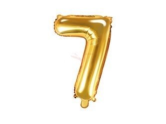 Balon foliowy - Cyfra "7" - Złoty - 35 cm