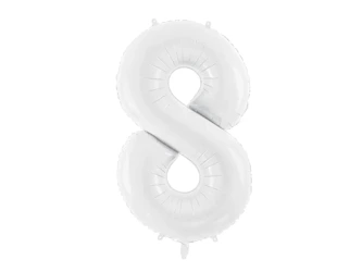 Balon foliowy - Cyfra 8 - Biały - 86cm