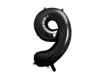 Balon foliowy - Cyfra "9" - Czarny - 86 cm