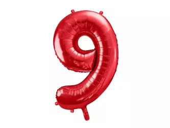 Balon foliowy Cyfra "9" Dziewięć - 86cm - czerwony