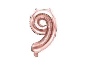 Balon foliowy - Cyfra "9" - Różowe złoto - 35 cm