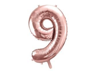 Balon foliowy - Cyfra "9" - Różowe złoto - 86 cm